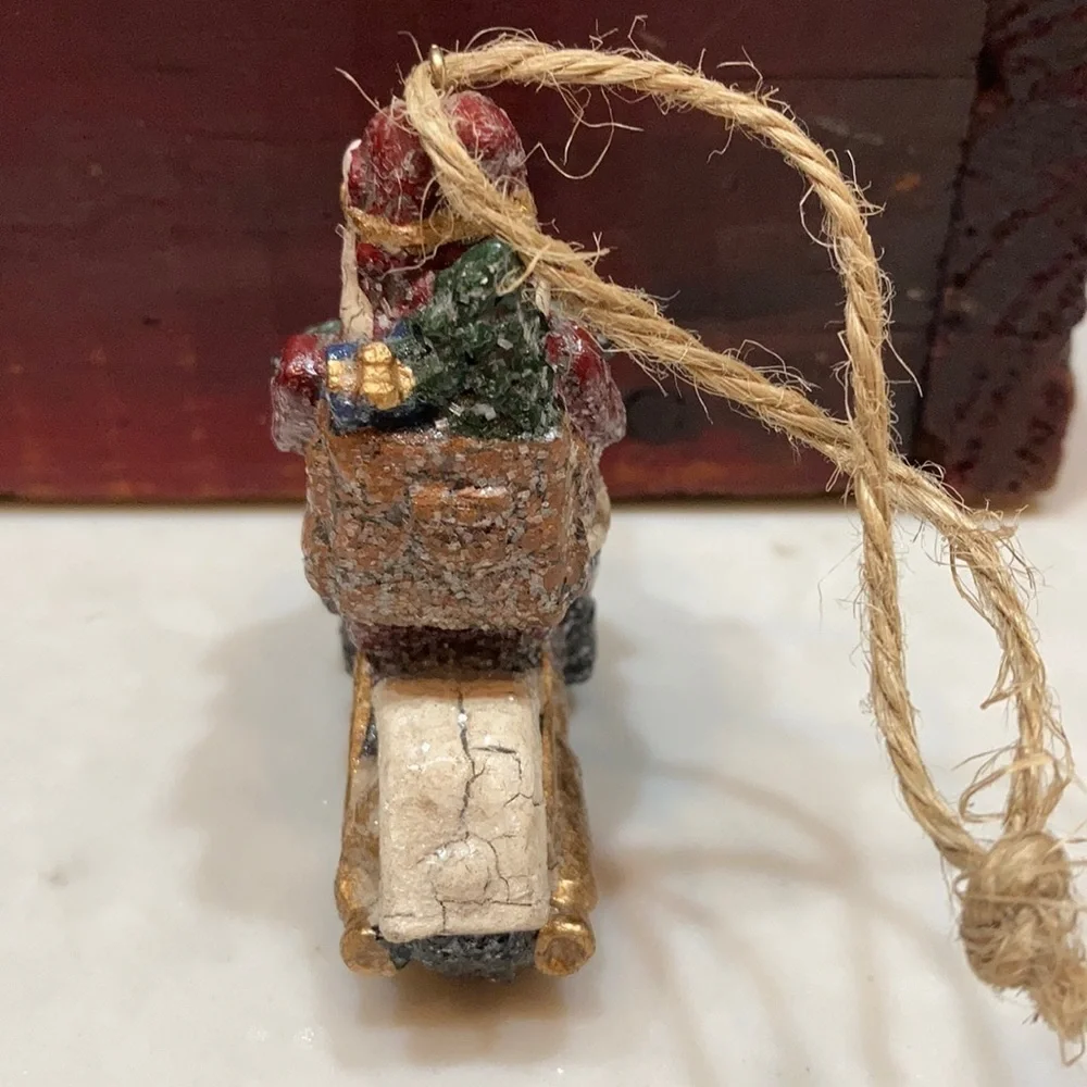 Sunglass Sparkly Santa on motorcycle ornament